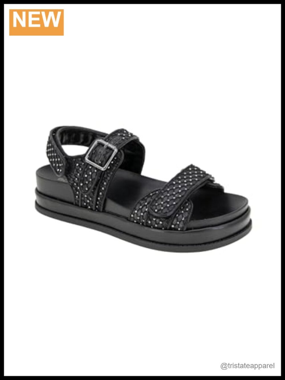Womens Bara Flatform Sandals Mesh Double Strap Velcro Casual